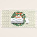 Happy Holidays Christmas Wreath Desk Mat Gallery Image 1