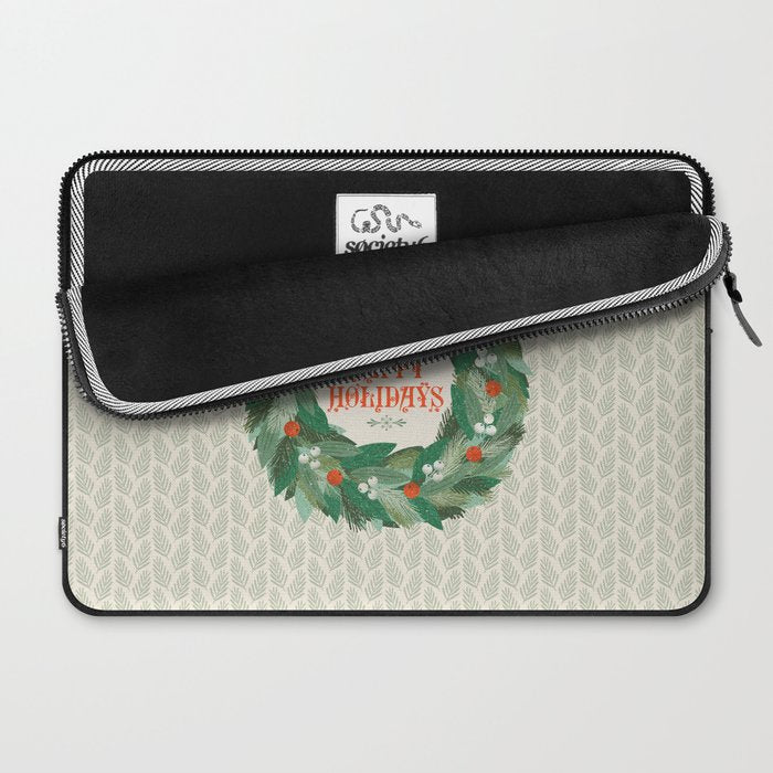 Happy Holidays Christmas Wreath Laptop Sleeve Gallery Image 2