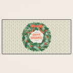 Happy Holidays Christmas Wreath Desk Mat Gallery Image 3