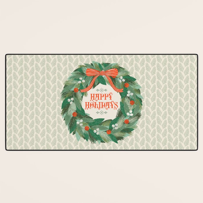 Happy Holidays Christmas Wreath Desk Mat Gallery Image 3