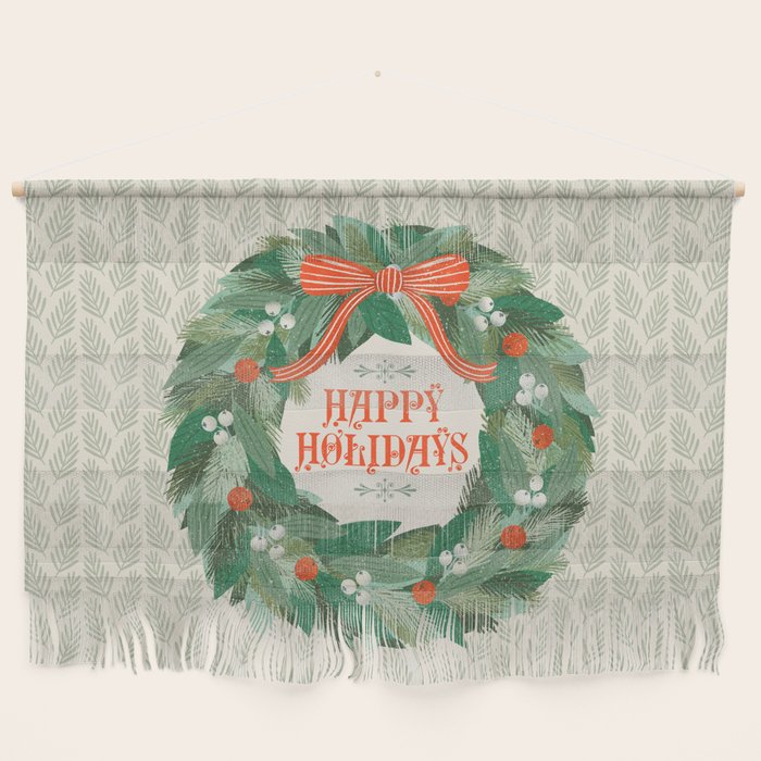 Happy Holidays Christmas Wreath Wall Hanging Gallery Image 1