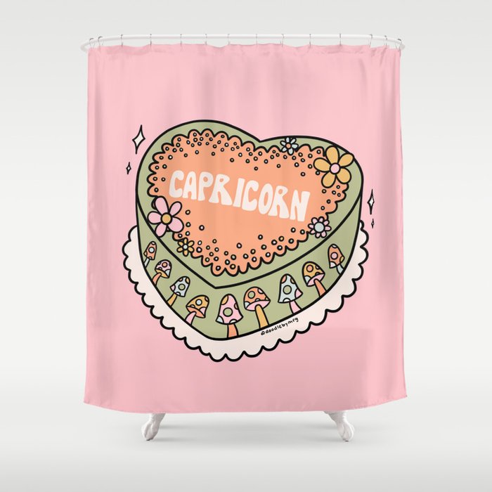 Capricorn Heart Cake Shower Curtain Gallery Image 1