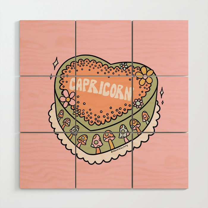 Capricorn Heart Cake Wood Wall Art Gallery Image 1