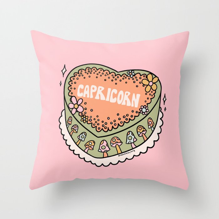 Capricorn Heart Cake Throw Pillow Gallery Image 1