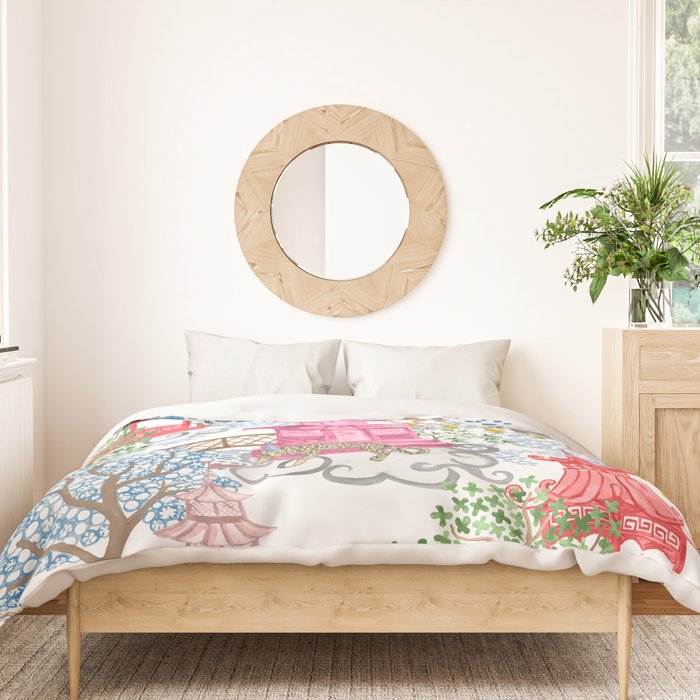 Multi Color Leopards in Pagoda Forest Duvet Cover Gallery Image 3