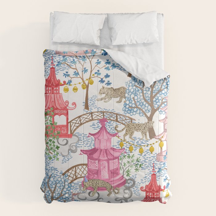 Multi Color Leopards in Pagoda Forest Comforter Gallery Image 6