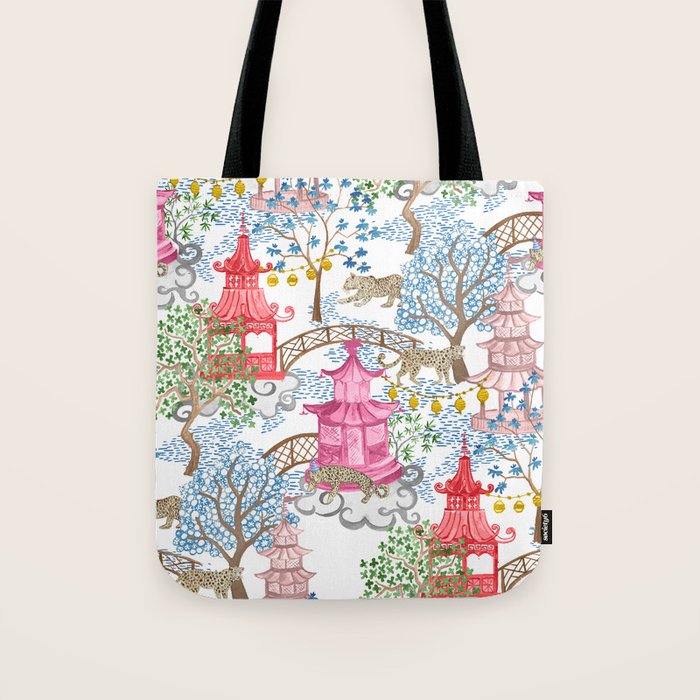 Multi Color Leopards in Pagoda Forest Tote Bag Gallery Image 1
