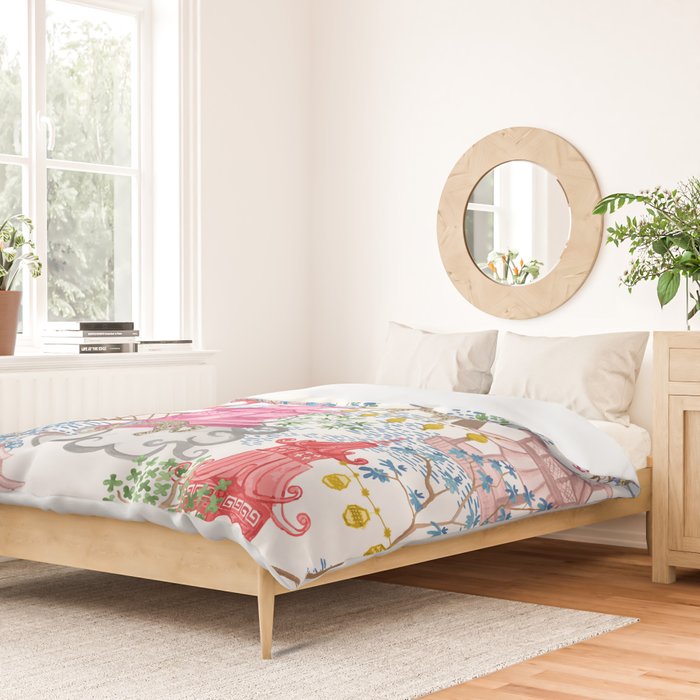 Multi Color Leopards in Pagoda Forest Duvet Cover Gallery Image 2