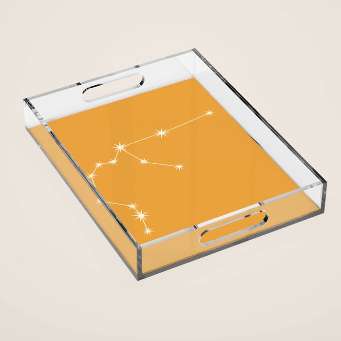 Aquarius Zodiac Star Constellation Line Art Peach Orange Acrylic Tray Gallery Image 1