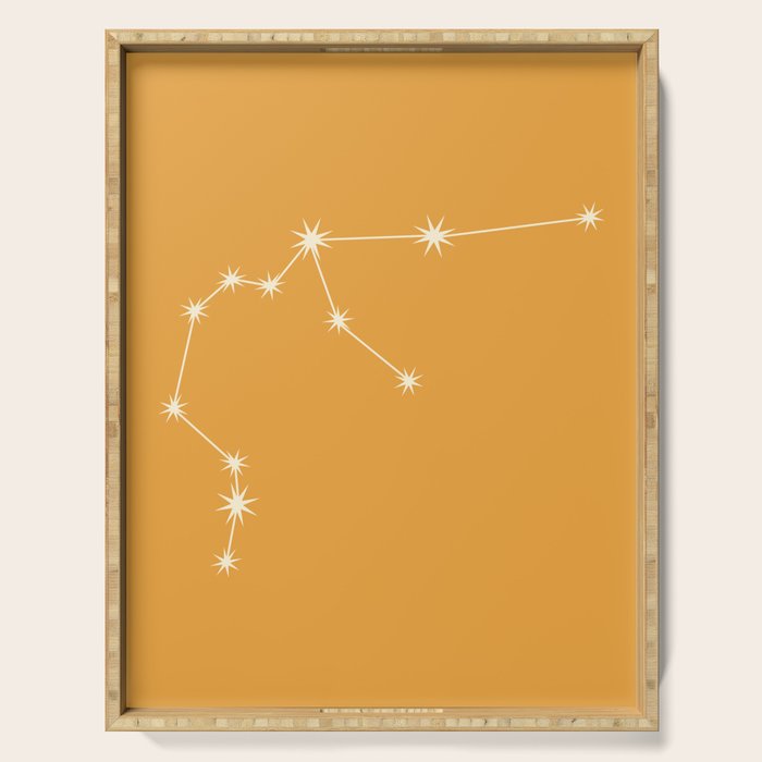 Aquarius Zodiac Star Constellation Line Art Peach Orange Serving Tray Gallery Image 1