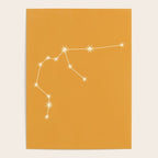 Aquarius Zodiac Star Constellation Line Art Peach Orange Poster Gallery Image 4