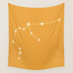 Aquarius Zodiac Star Constellation Line Art Peach Orange Wall Tapestry Gallery Image 4