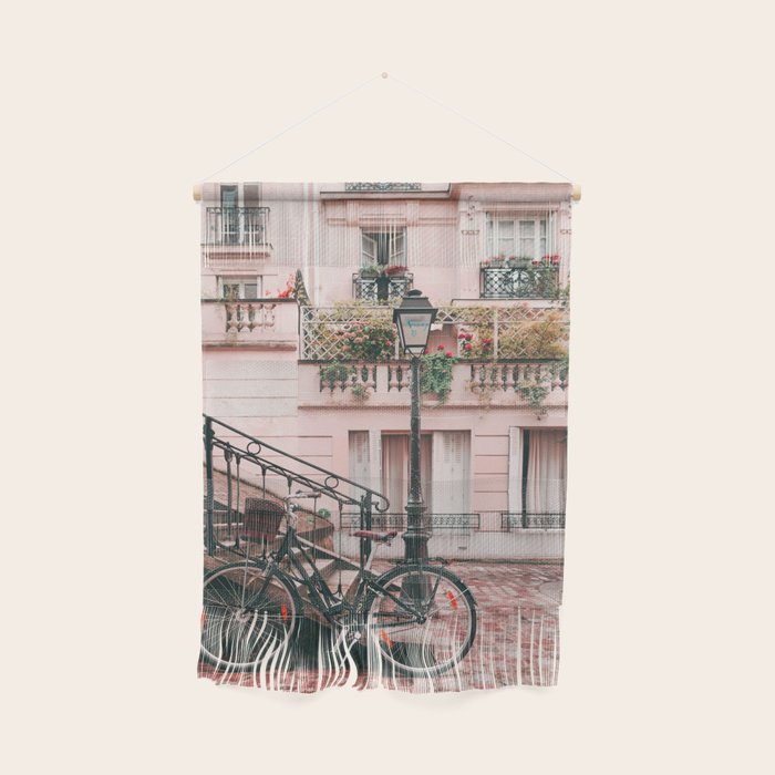 Bike in Paris Pink City Photography  Wall Hanging Gallery Image 1