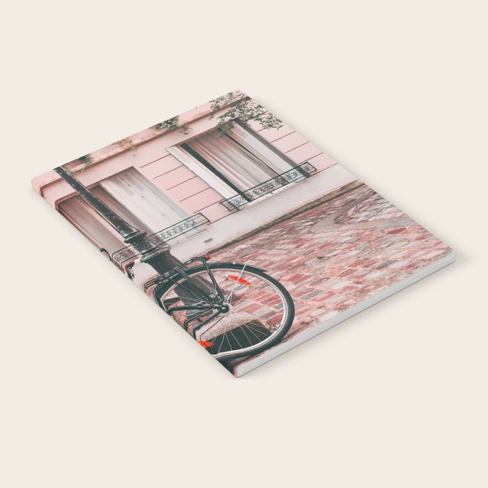 Bike in Paris Pink City Photography  Notebook Gallery Image 1