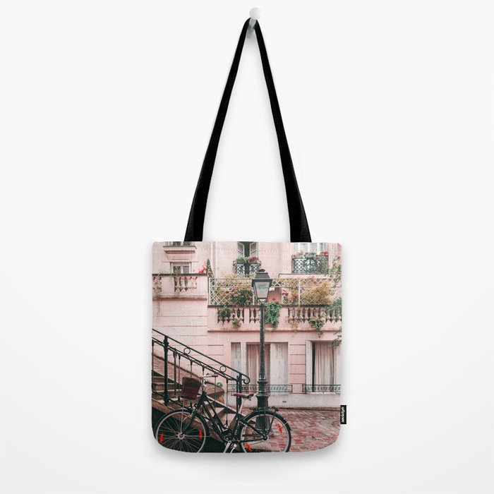 Bike in Paris Pink City Photography  Tote Bag Gallery Image 2