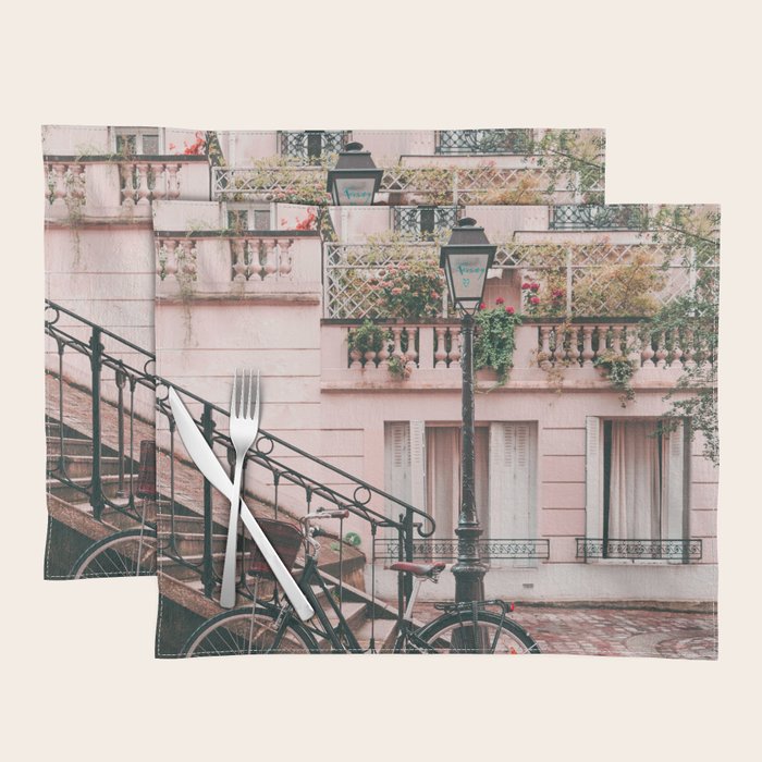 Bike in Paris Pink City Photography  Placemat Gallery Image 1