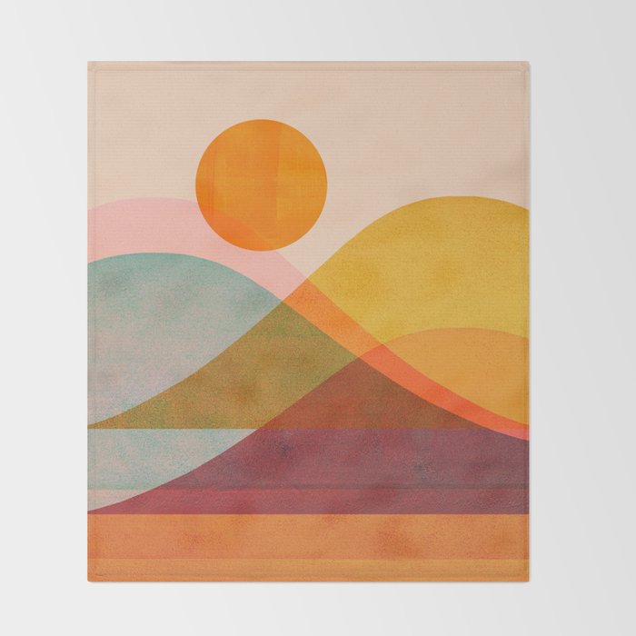 Abstraction_SUNSET_LANDSCAPE_POP_ART_Minimalism_018X Throw Blanket Gallery Image 2