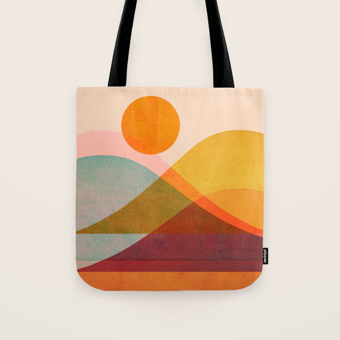 Abstraction_SUNSET_LANDSCAPE_POP_ART_Minimalism_018X Tote Bag Gallery Image 1