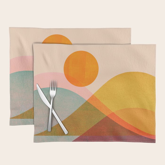 Abstraction_SUNSET_LANDSCAPE_POP_ART_Minimalism_018X Placemat Gallery Image 1