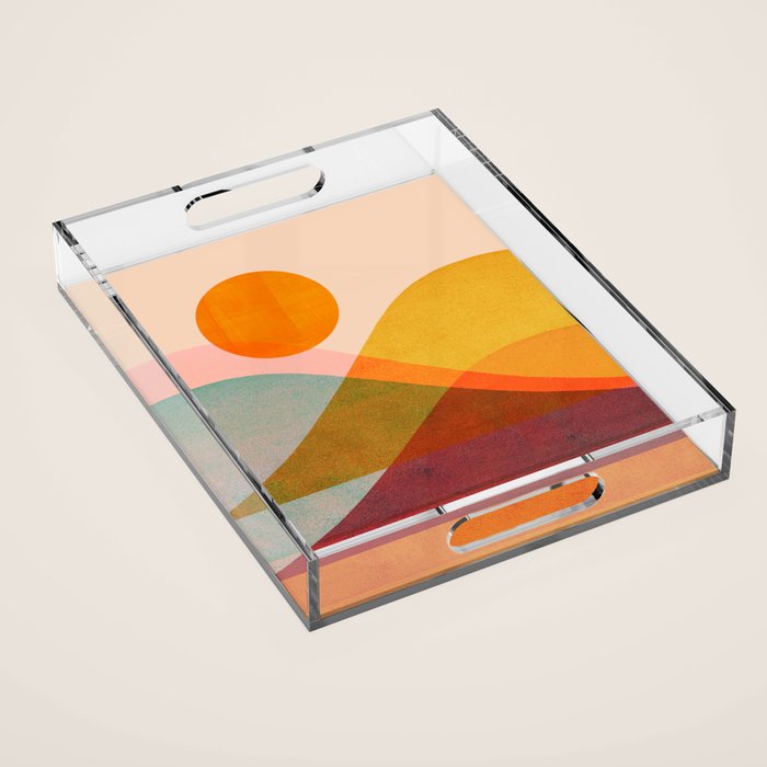Abstraction_SUNSET_LANDSCAPE_POP_ART_Minimalism_018X Acrylic Tray Gallery Image 1