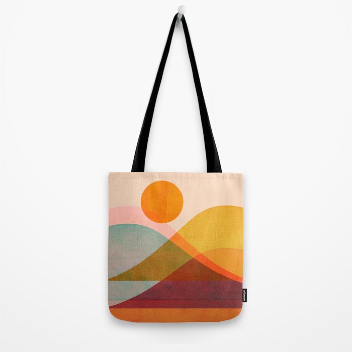Abstraction_SUNSET_LANDSCAPE_POP_ART_Minimalism_018X Tote Bag Gallery Image 2