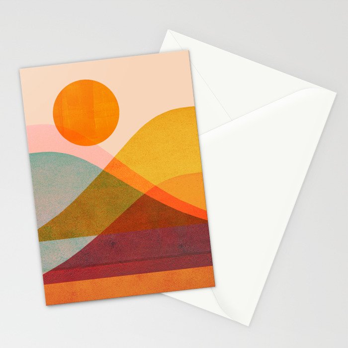 Abstraction_SUNSET_LANDSCAPE_POP_ART_Minimalism_018X Stationery Card Gallery Image 2