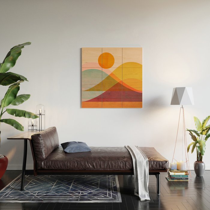 Abstraction_SUNSET_LANDSCAPE_POP_ART_Minimalism_018X Wood Wall Art Gallery Image 2
