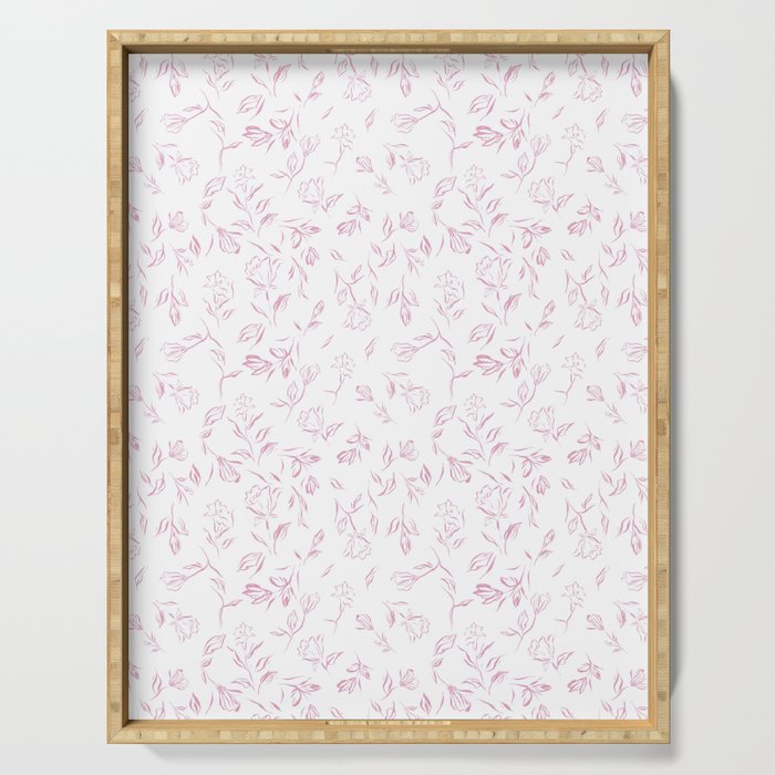 Pink romantic wildflowers Serving Tray Gallery Image 1