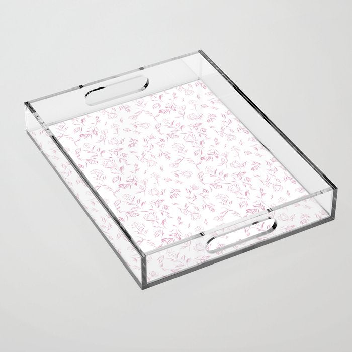 Pink romantic wildflowers Acrylic Tray Gallery Image 1