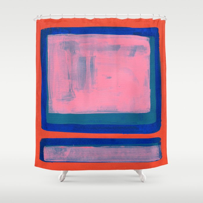 Double Blue Pink Colourfield  Shower Curtain Gallery Image 1