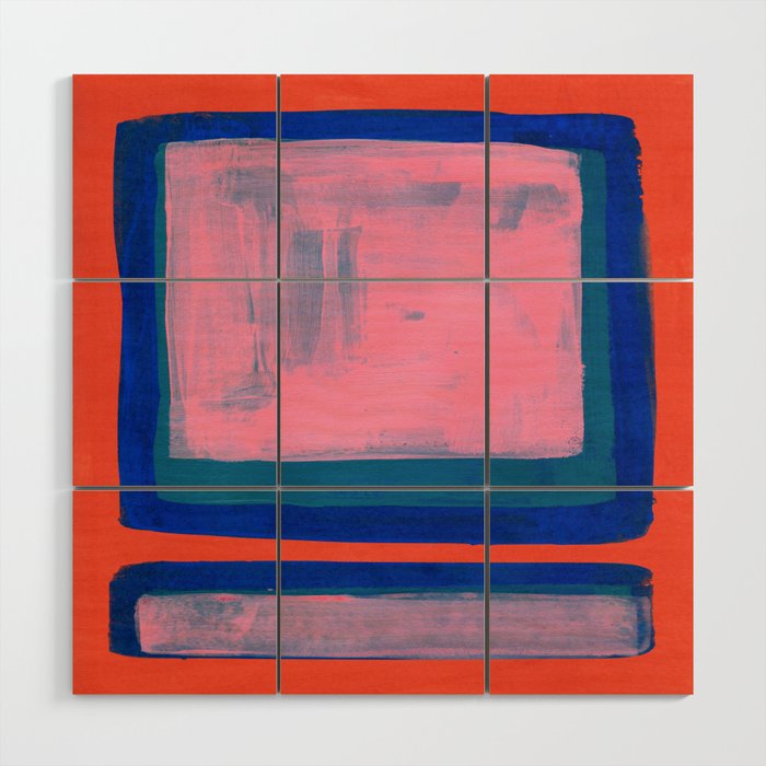 Double Blue Pink Colourfield  Wood Wall Art Gallery Image 1