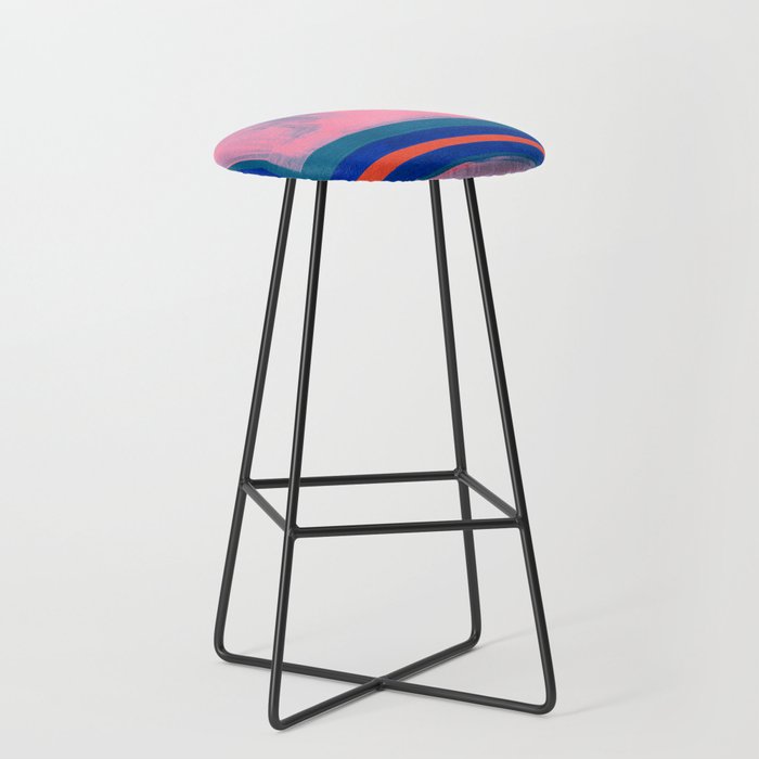 Double Blue Pink Colourfield  Stool Gallery Image 1