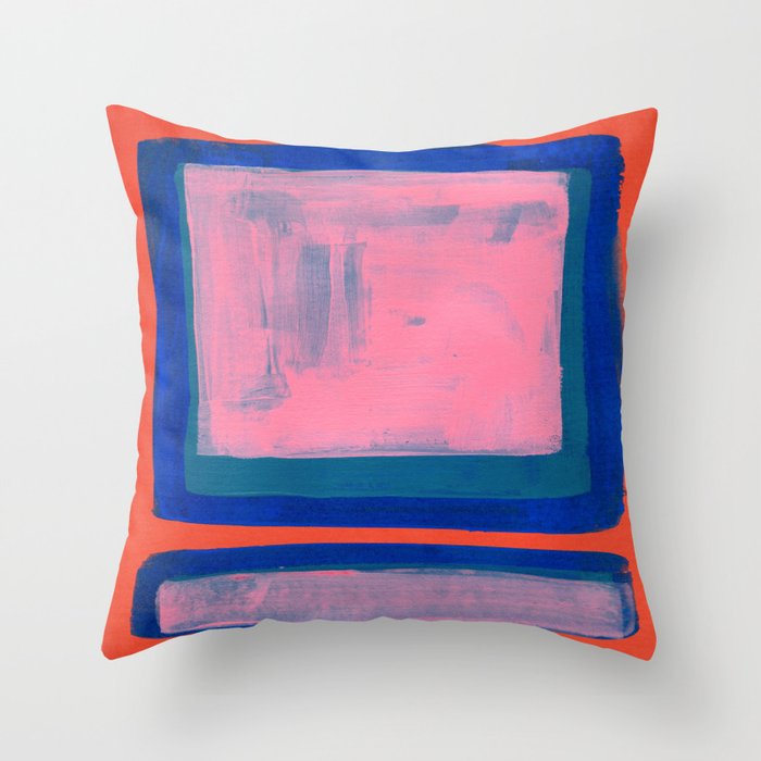 Double Blue Pink Colourfield  Throw Pillow Gallery Image 6