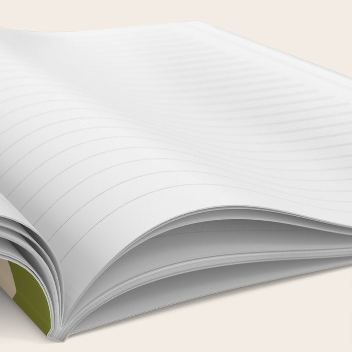 Retro Liquid Swirl Abstract Pattern in Mid Mod Olive Green and Beige Notebook Gallery Image 2