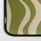 Retro Liquid Swirl Abstract Pattern in Mid Mod Olive Green and Beige Laptop Sleeve Gallery Image 3