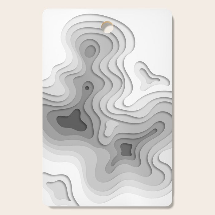 White Topographic Map Cutting Board Gallery Image 1