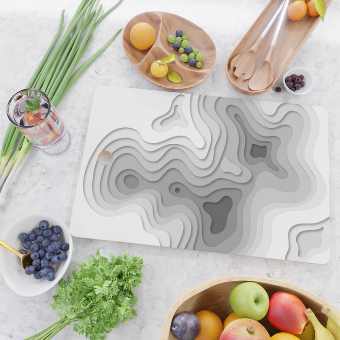 White Topographic Map Cutting Board Gallery Image 2