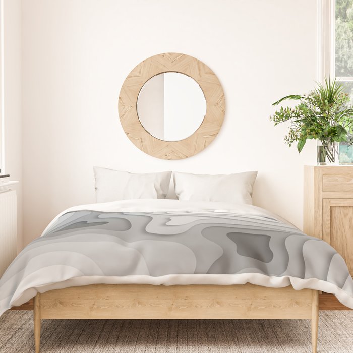 White Topographic Map Duvet Cover Gallery Image 3