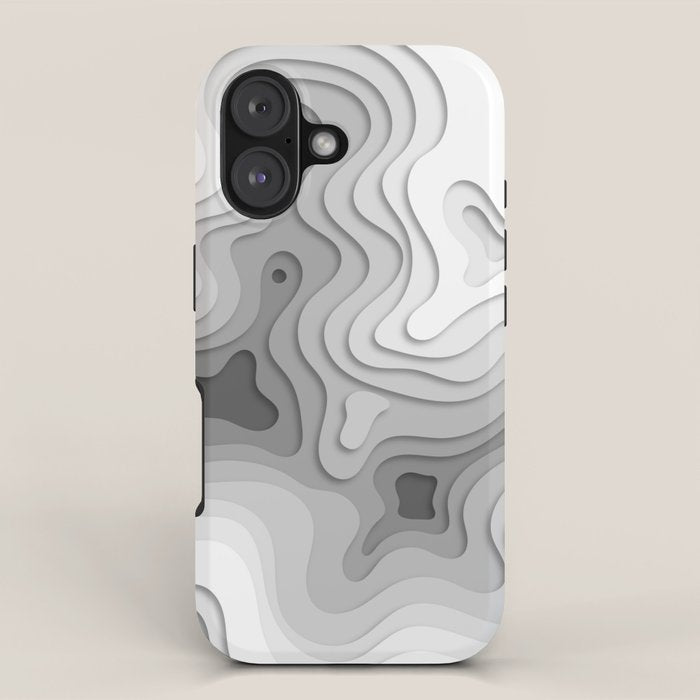 White Topographic Map iPhone Case Gallery Image 1