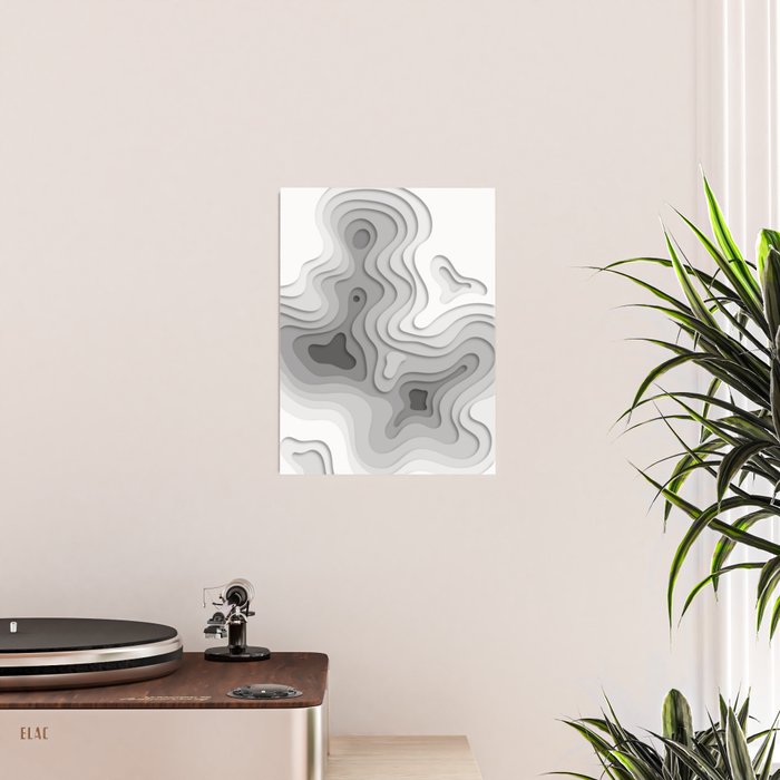 White Topographic Map Poster Gallery Image 2