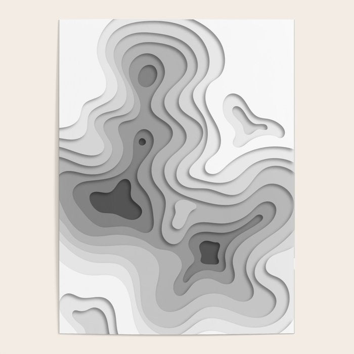 White Topographic Map Poster Gallery Image 4
