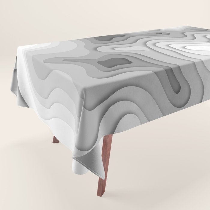 White Topographic Map Tablecloth Gallery Image 1