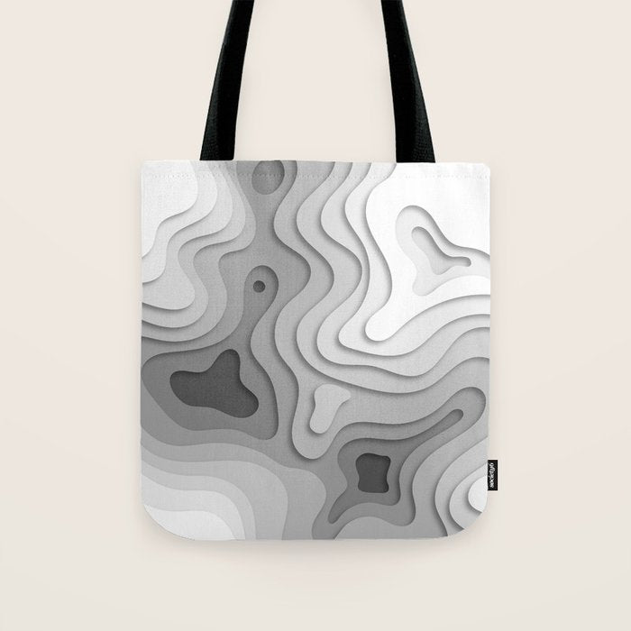 White Topographic Map Tote Bag Gallery Image 1