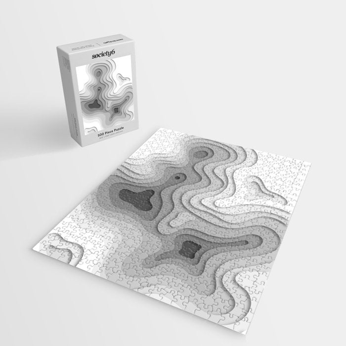 White Topographic Map Jigsaw Puzzle Gallery Image 2