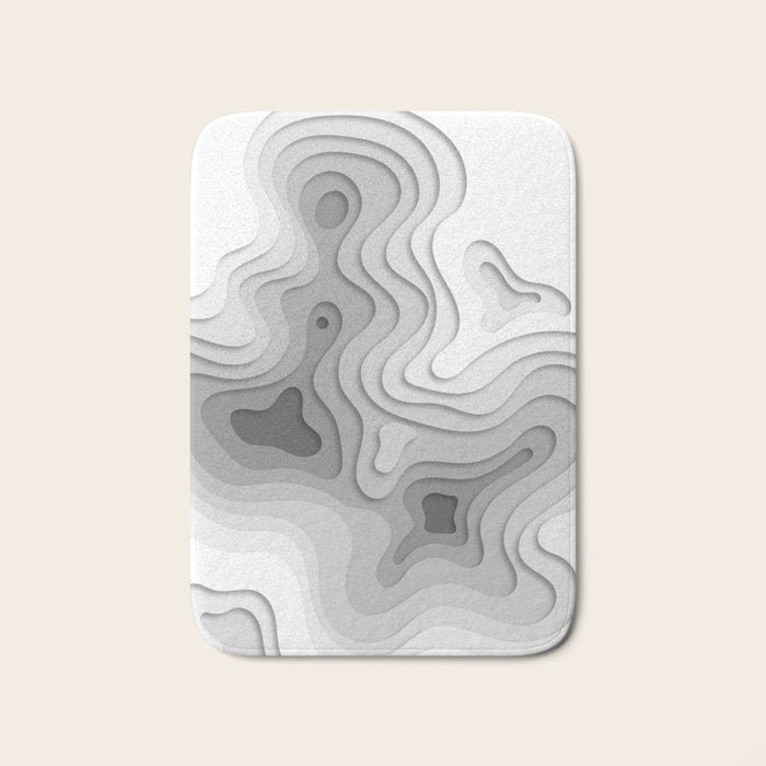 White Topographic Map Bath Mat Gallery Image 1