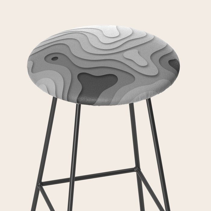 White Topographic Map Stool Gallery Image 2