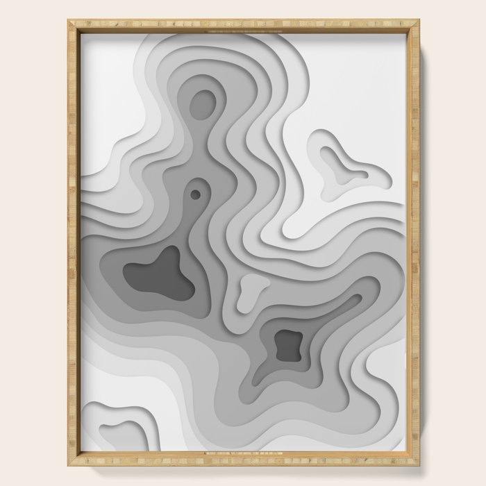 White Topographic Map Serving Tray Gallery Image 1