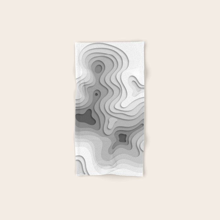 White Topographic Map Bath Towel Gallery Image 1