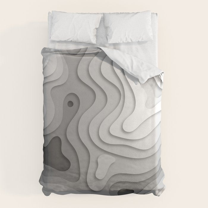White Topographic Map Duvet Cover Gallery Image 6
