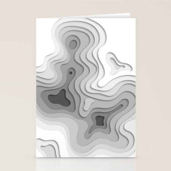 White Topographic Map Stationery Card Gallery Image 1